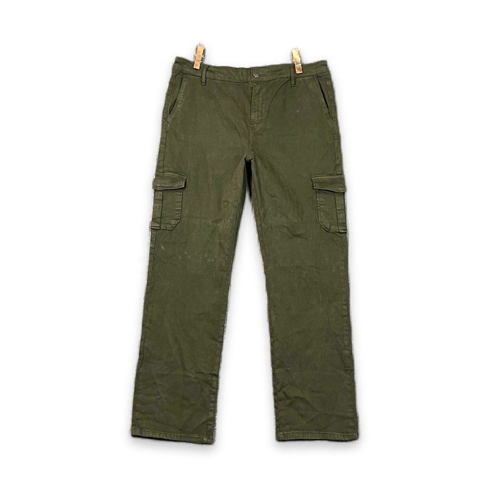 Well Worn Cargo Pants Womens 16/36 Green Canvas Utility Pockets Workwear Outdoor